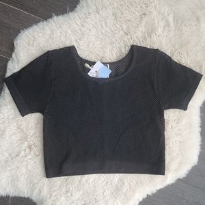 Onzie Mesh Seamless Crop Yoga Top Black One-Size